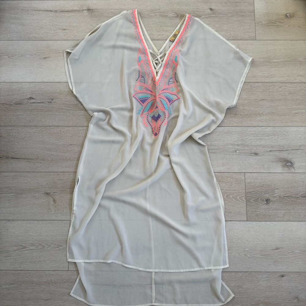 Flying Tomato Embroidered Beach Cover-Up